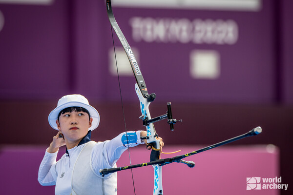 ‘매국노 발언’으로 논란을 빚은 ‘도쿄 올림픽 양궁 3관왕’ 안산. ⓒ대한양궁협회